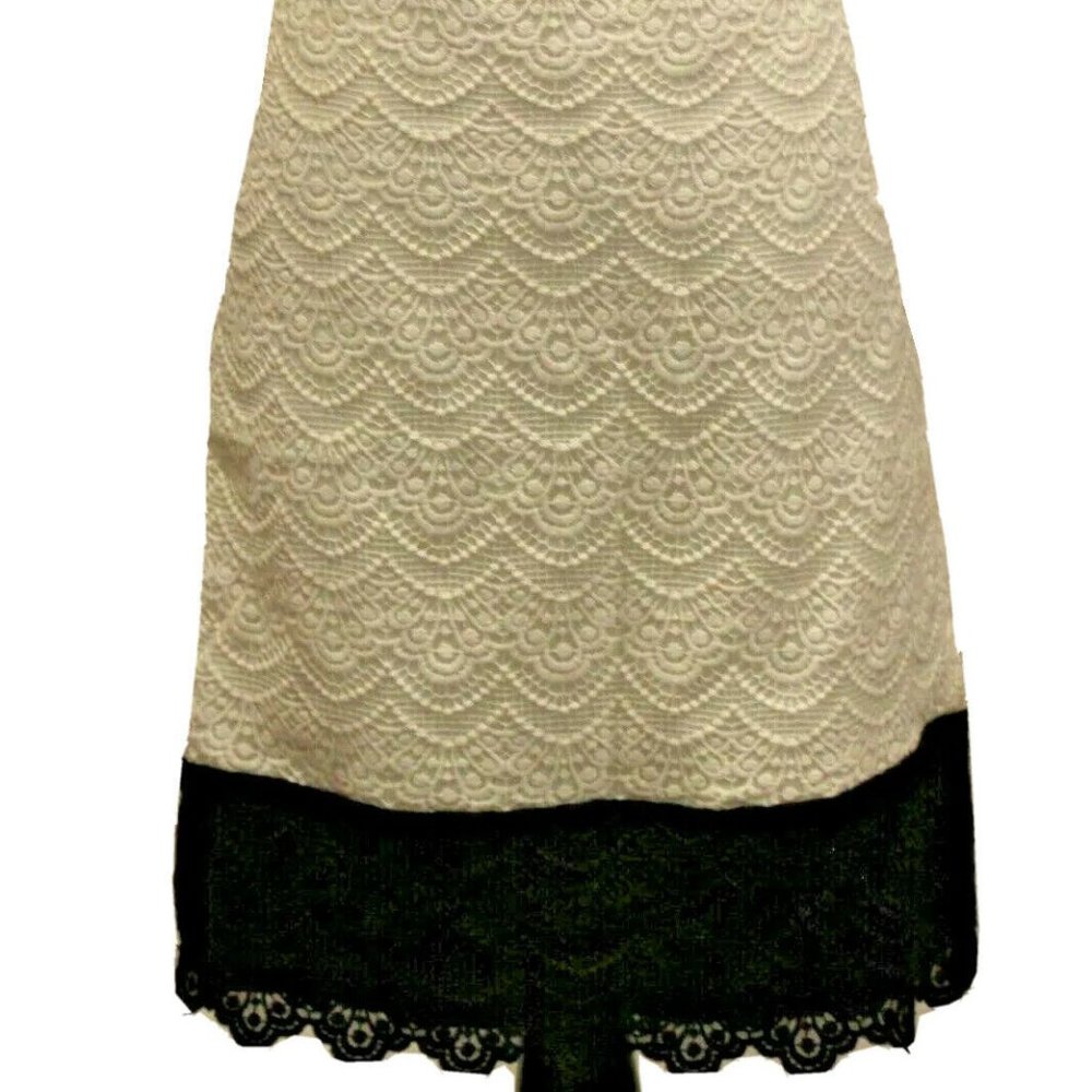 J. CREW "THE PENCIL SKIRT" Ivory/Black Lace Skirt